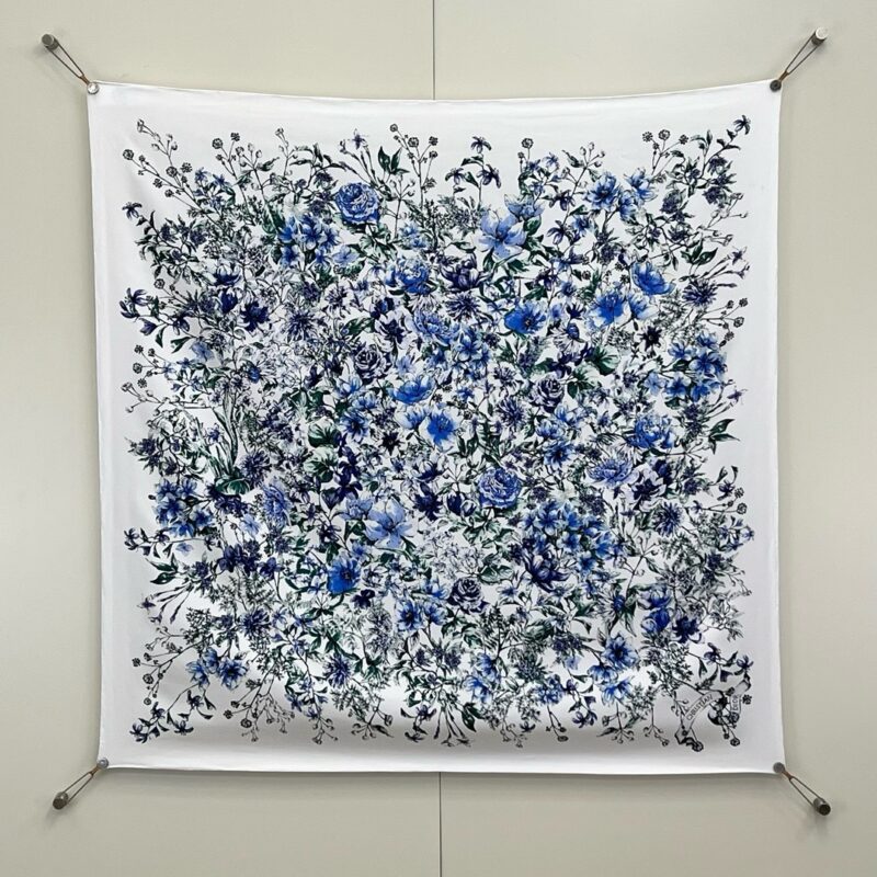 Dior Plant Flower Scarf 90x90cm 100% Silk