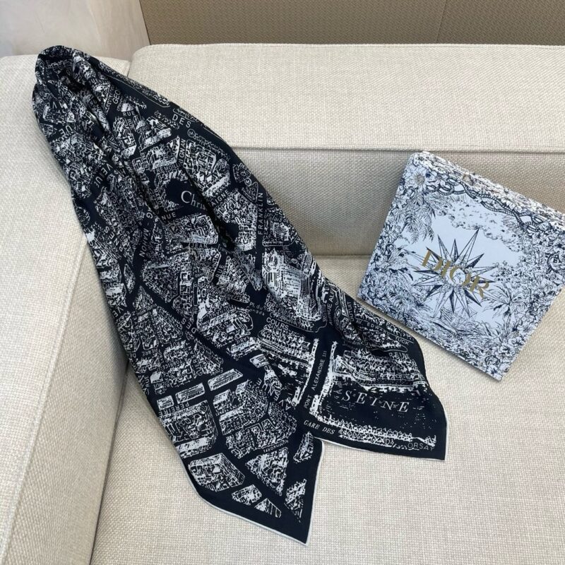 Dior Paris Map Shawl 140x140cm 70% Wool 30% Cashmere