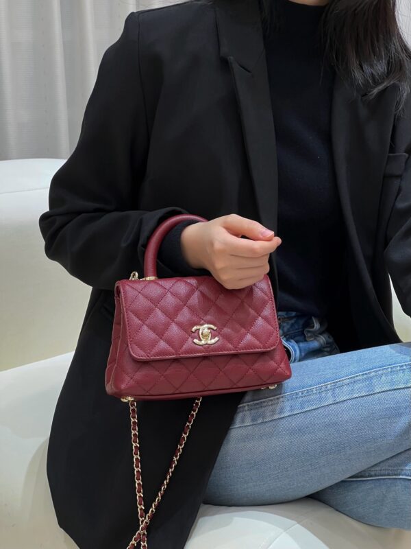 Chanel Coco Handle Caviar Wine Red