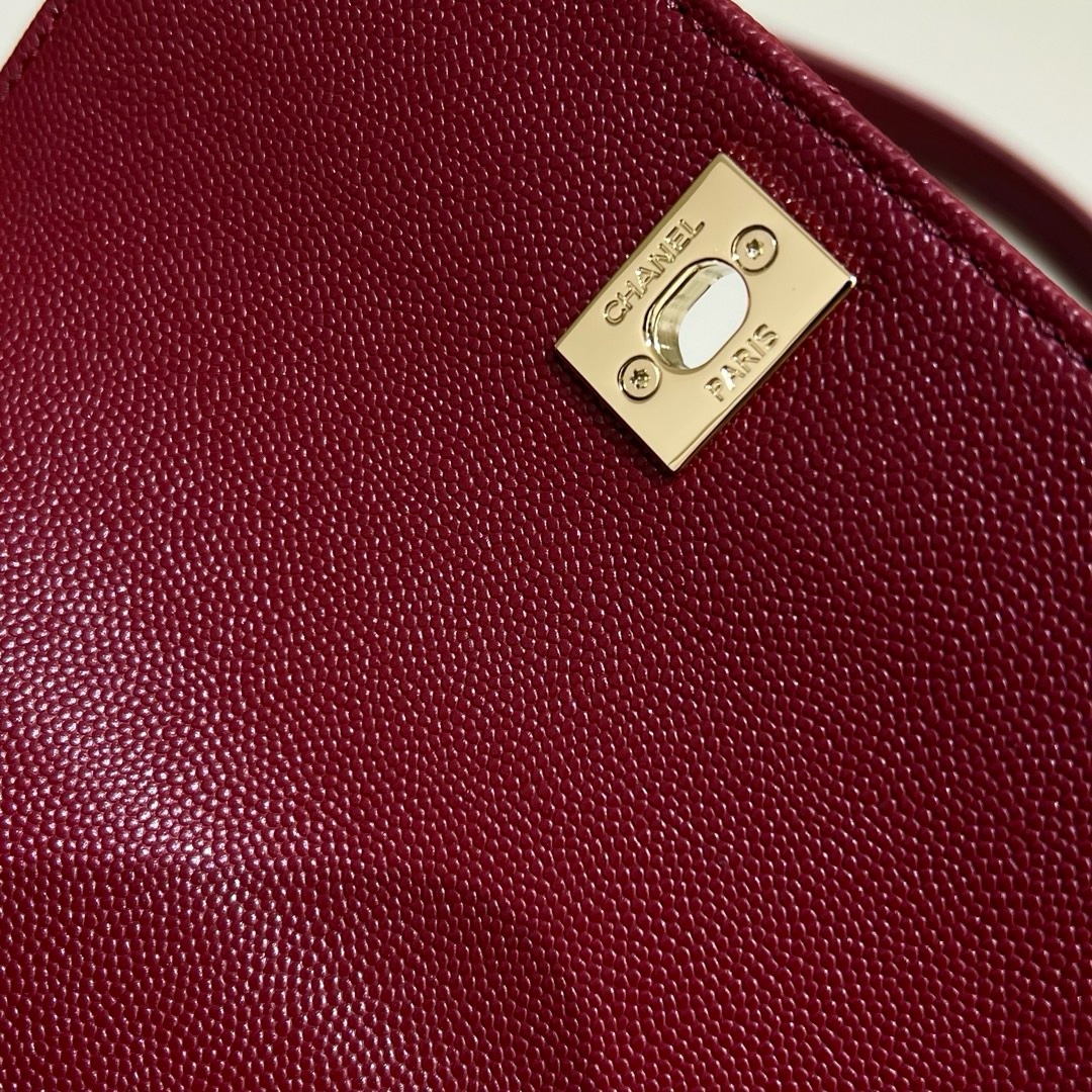 Chanel Coco Handle Caviar Wine Red - Image 9