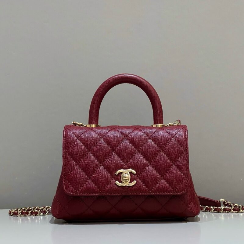 Chanel Coco Handle Caviar Wine Red