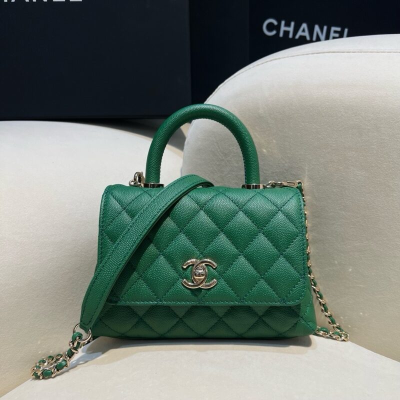 Chanel Coco Handle Caviar Green