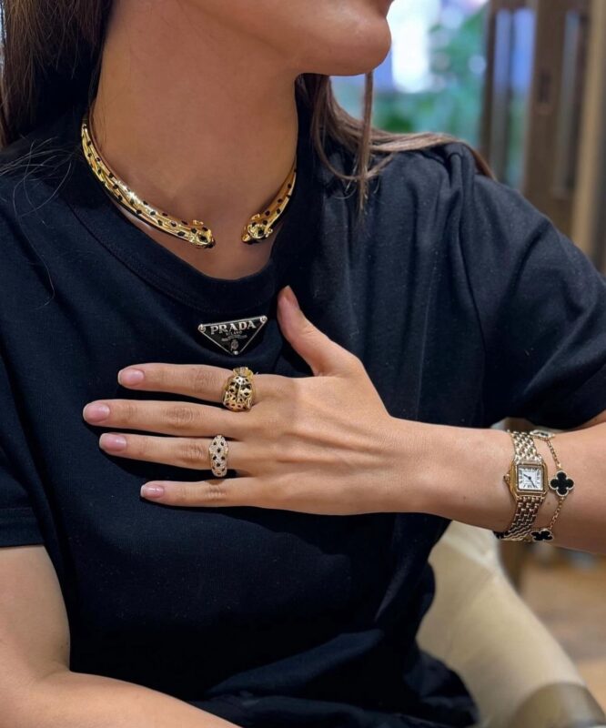18k Gold Panthère de Cartier Necklace & Rings