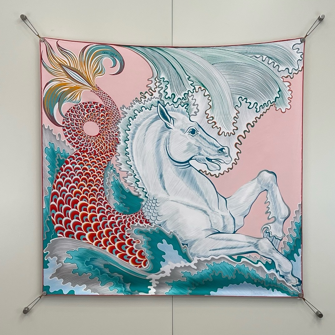 img_7026 Hermès Horsehead Fishtail 90х90cm 100% Double-sided Silk - Image 1