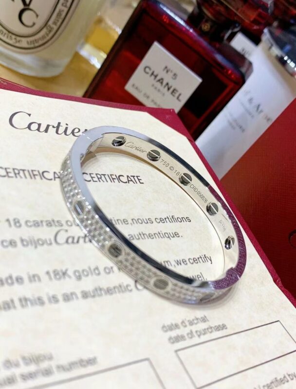 18k White Gold Cartier Love Diamond Bracelet