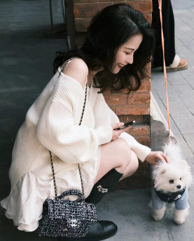 Chanel 24P Tweed Black & White Wool Handle