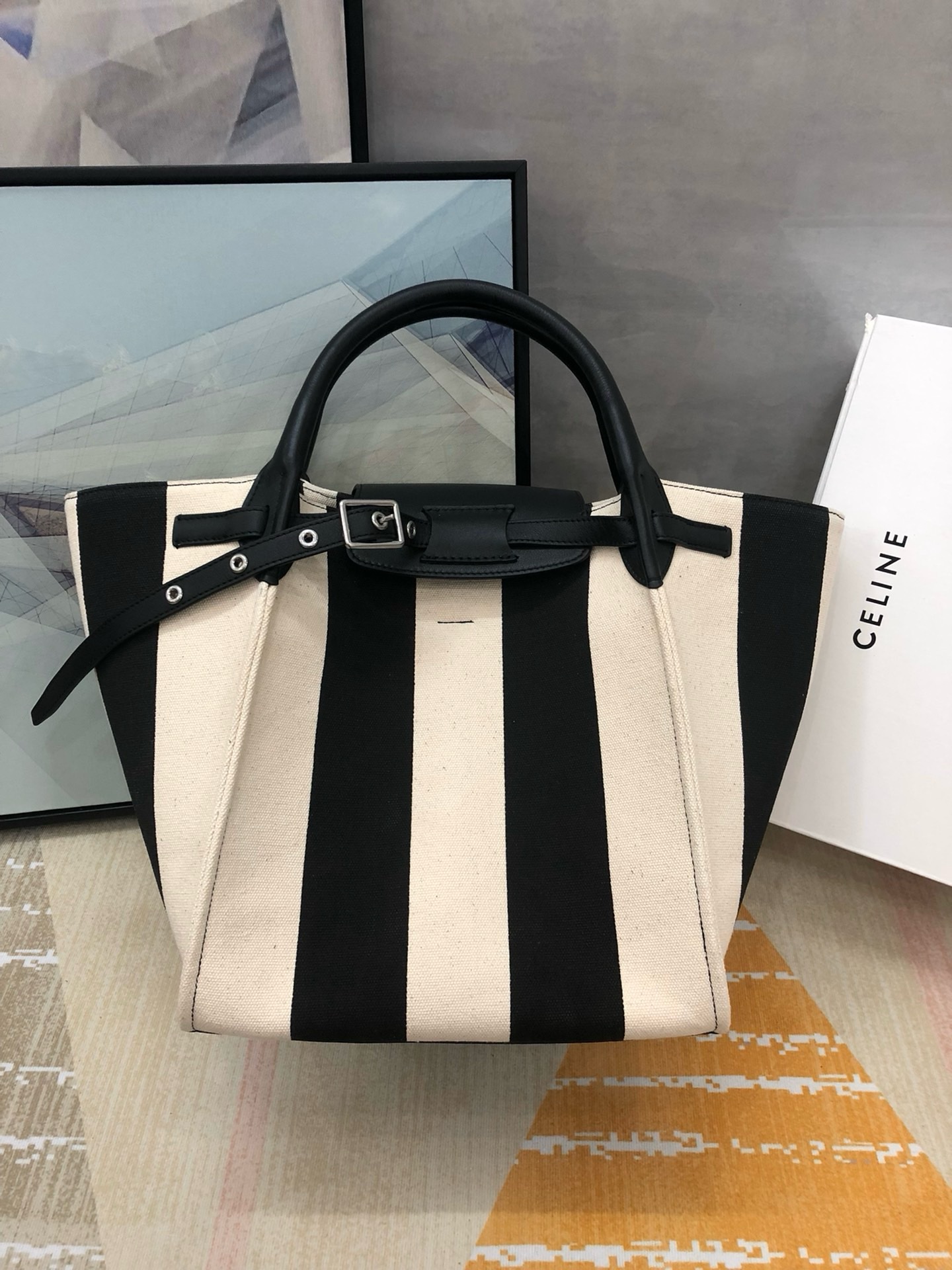 Celine Textured Canvas Bucket Bag - Image 2