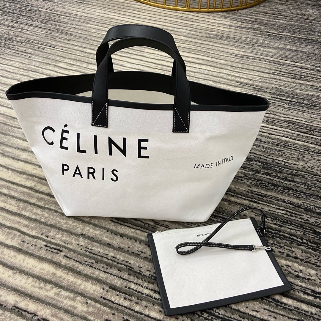 Celine Textured Canvas Bucket Bag