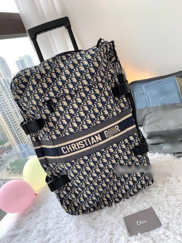 Dior Maleta Mediana Diortravel Jacquard Técnico Dior Oblique Azul