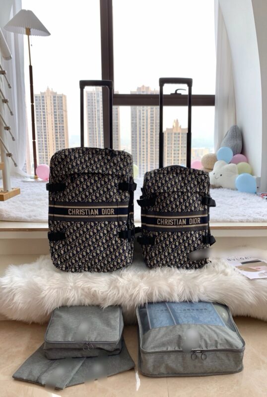 Dior Maleta Mediana Diortravel Jacquard Técnico Dior Oblique Azul