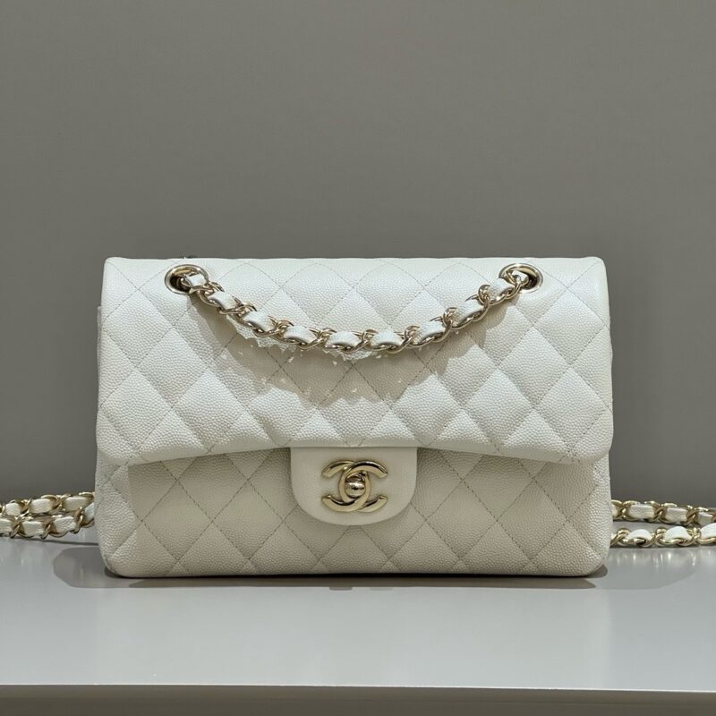 Chanel CF Small 23cm Fine Caviar Ivory White Light