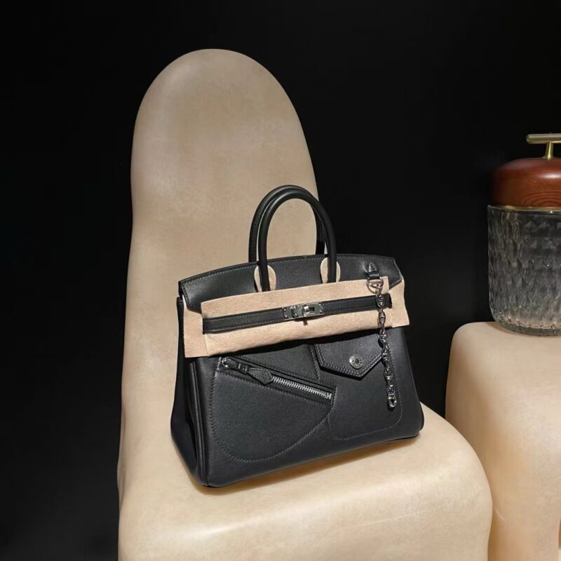 Hermes Veau Volupto Rock Birkin 25 Black
