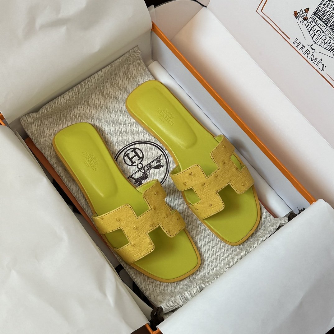 Hermes Ostrich Sandals