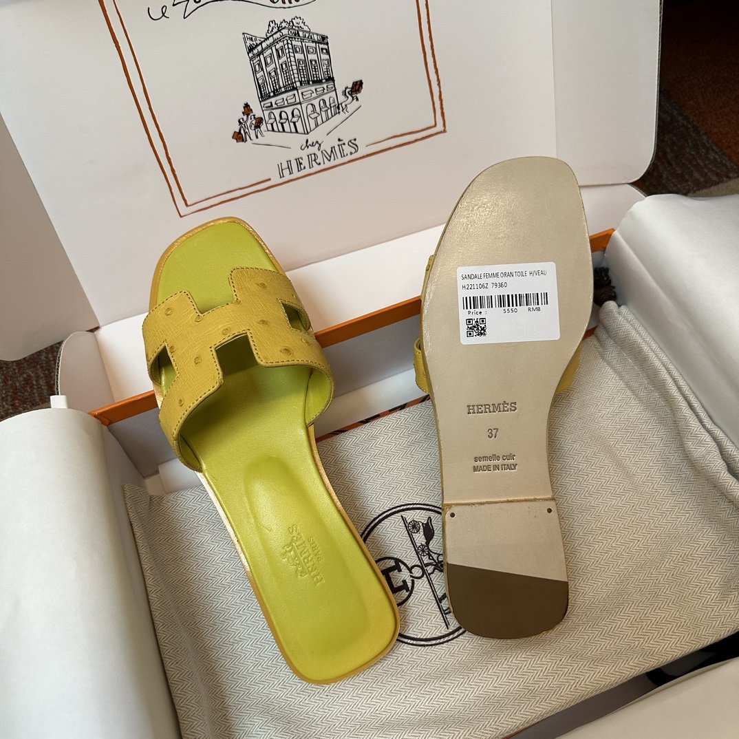 Hermes Ostrich Sandals - Image 5