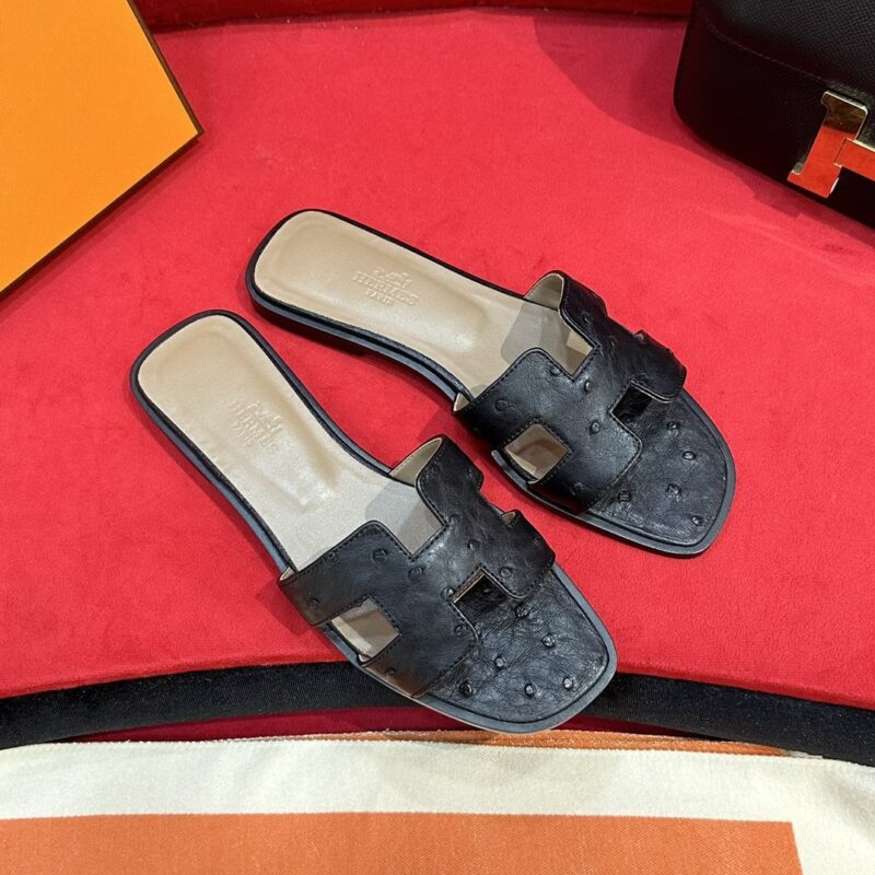 Hermes Ostrich Sandals