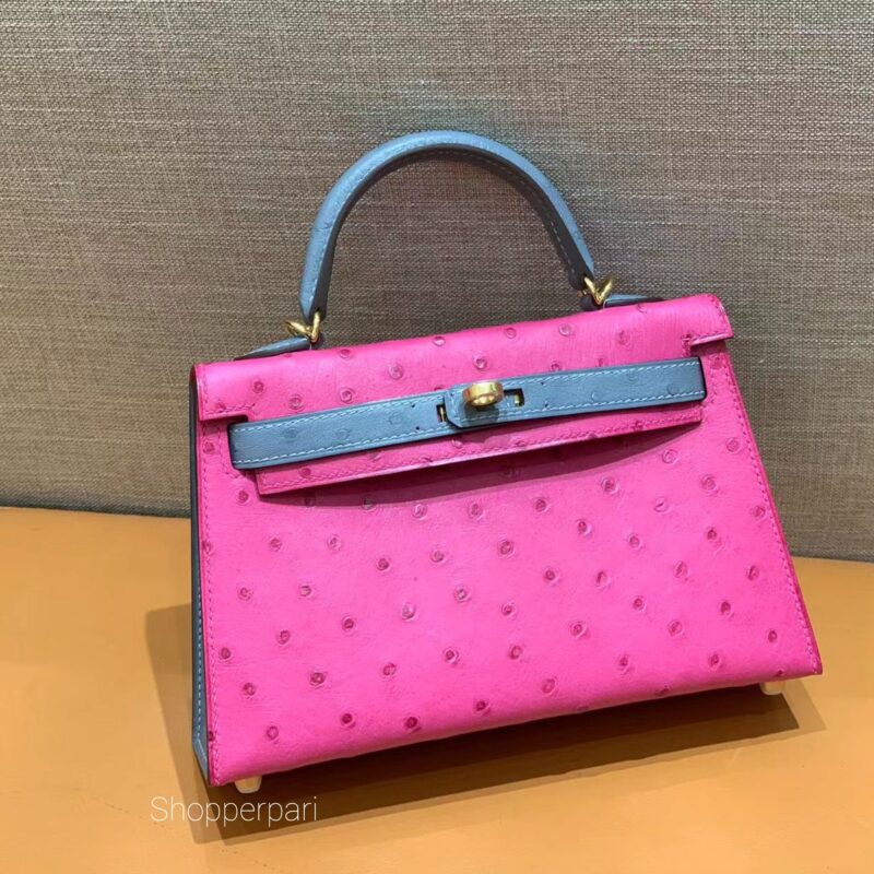 mini Kelly special orders ostrich leather