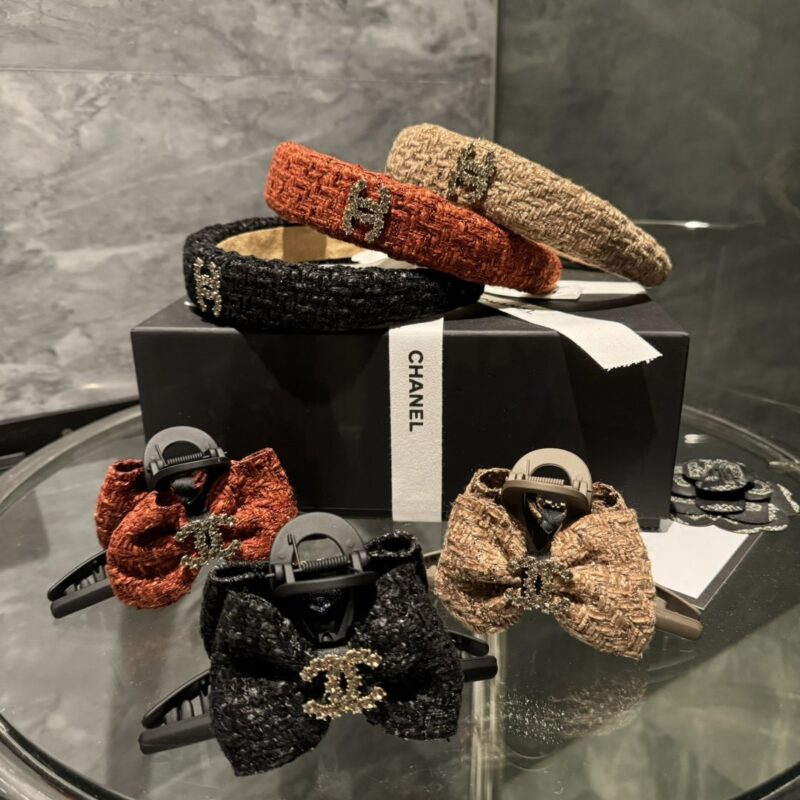 chanel tweed hair clips accessories 2024