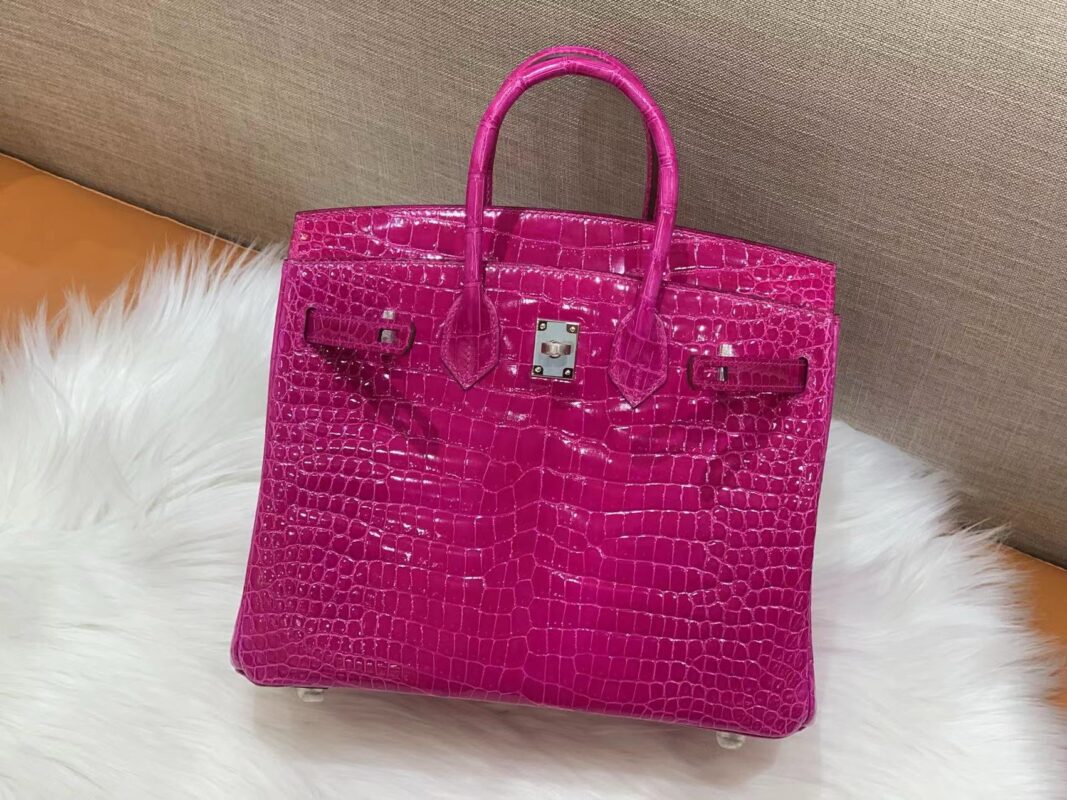 Birkin 25 in Porosus Crocodile J5 Rose Scheherazade