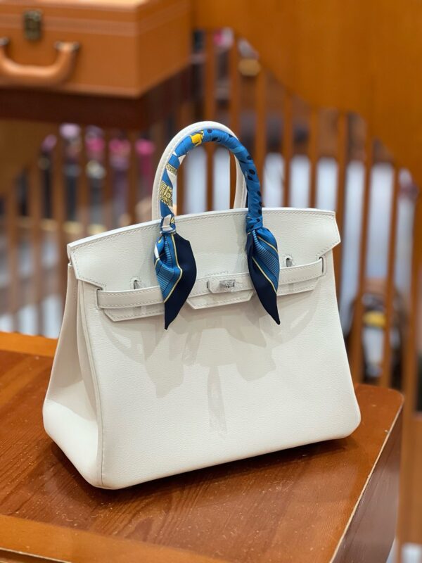 Birkin 25 Swift blanc color palladium hardware