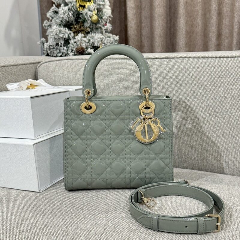 Lady Dior 24 Leather Elephant Gray
