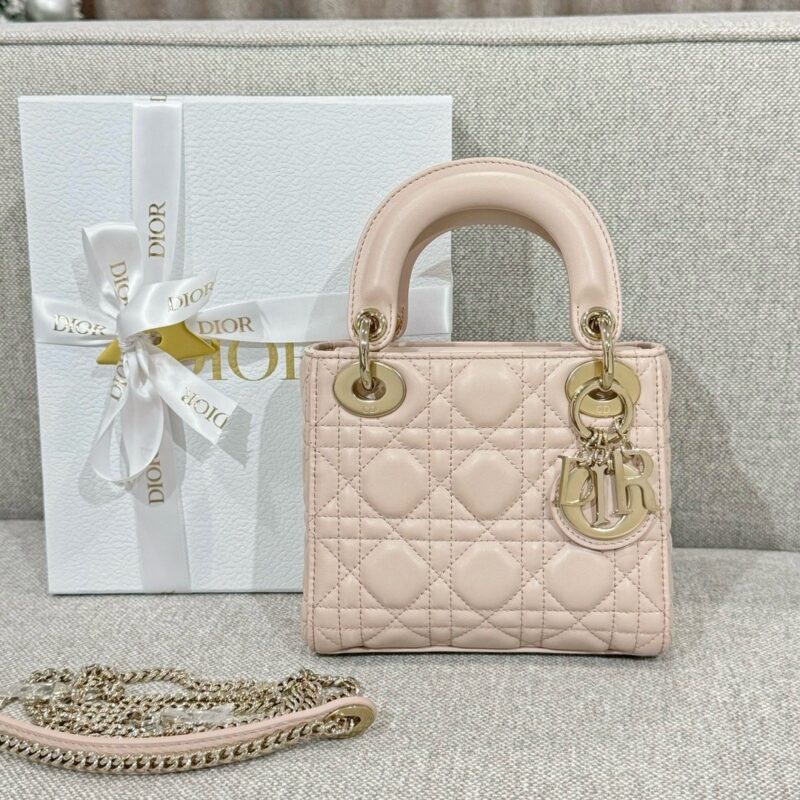 pink Mini Lady Dior Bag Lambskin | DIOR authentic quality 2025