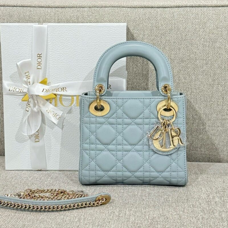 baby blue Mini Lady Dior Bag Lambskin | DIOR authentic quality 2025
