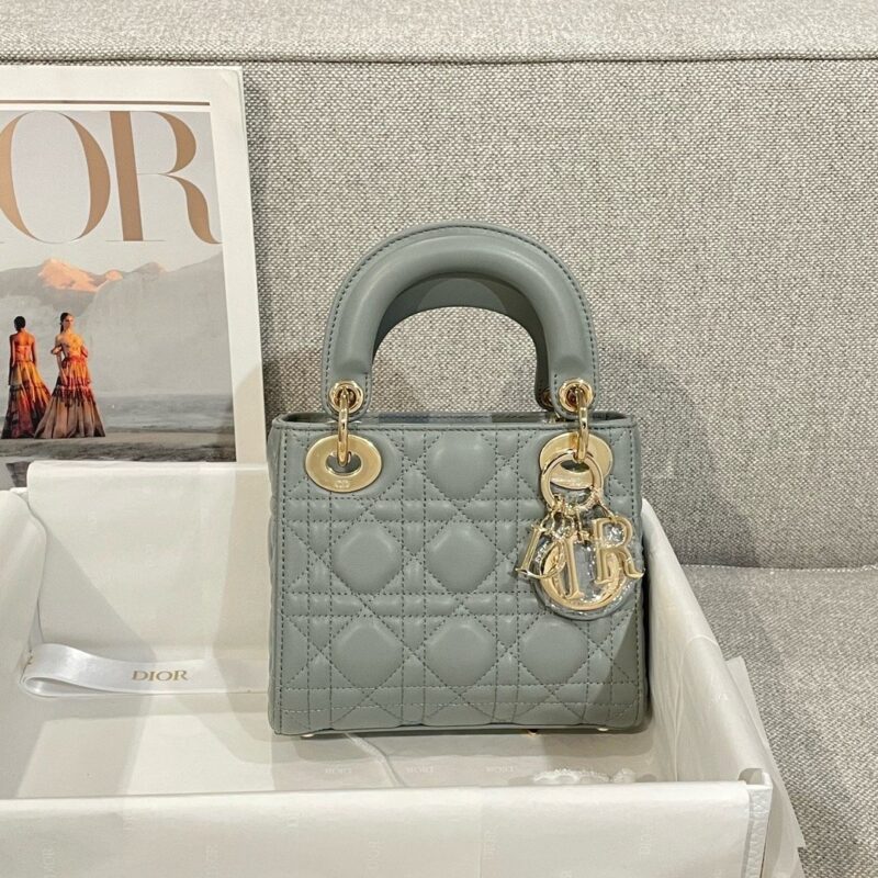 grey Mini Lady Dior Bag Lambskin | DIOR authentic quality 2025