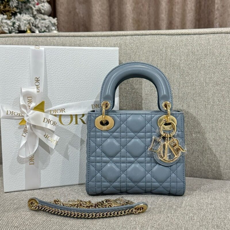 blue Mini Lady Dior Bag Lambskin | DIOR authentic quality 2025