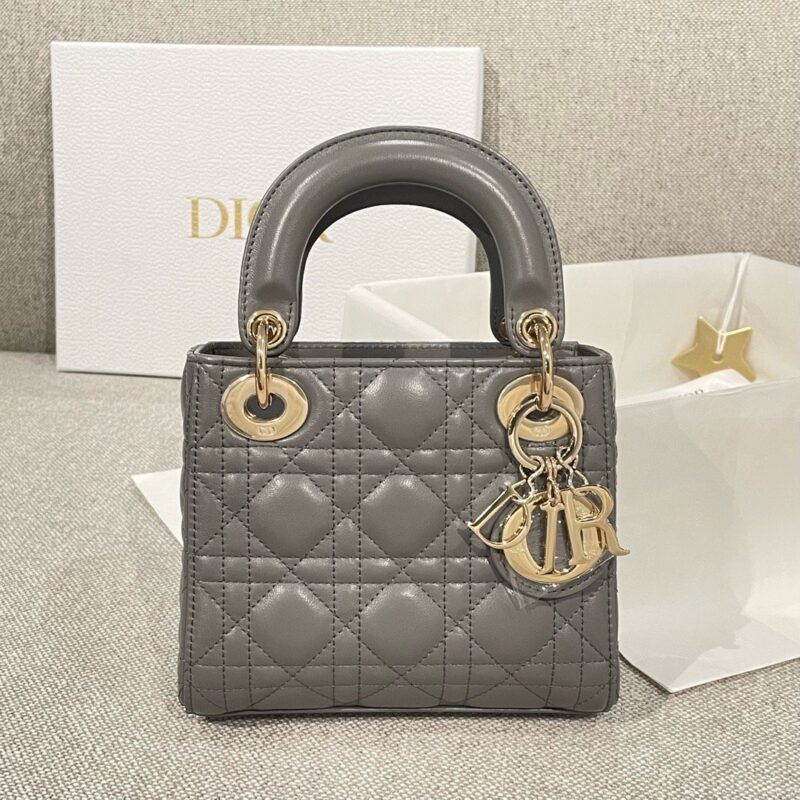 grey Mini Lady Dior Bag Lambskin | DIOR authentic quality 2025