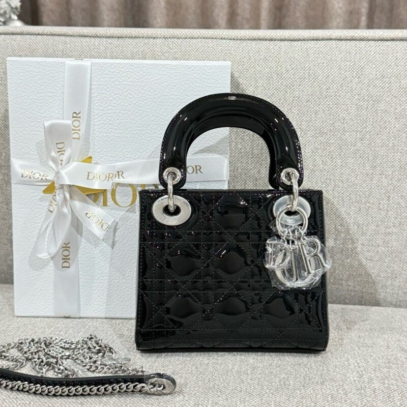 Mini Lady Dior Bag Patent black Cannage Calfskin | DIOR authentic quality replica 2025