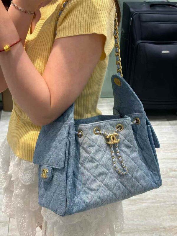 chanel 25 handbag blue denim medium authentic quality 2025