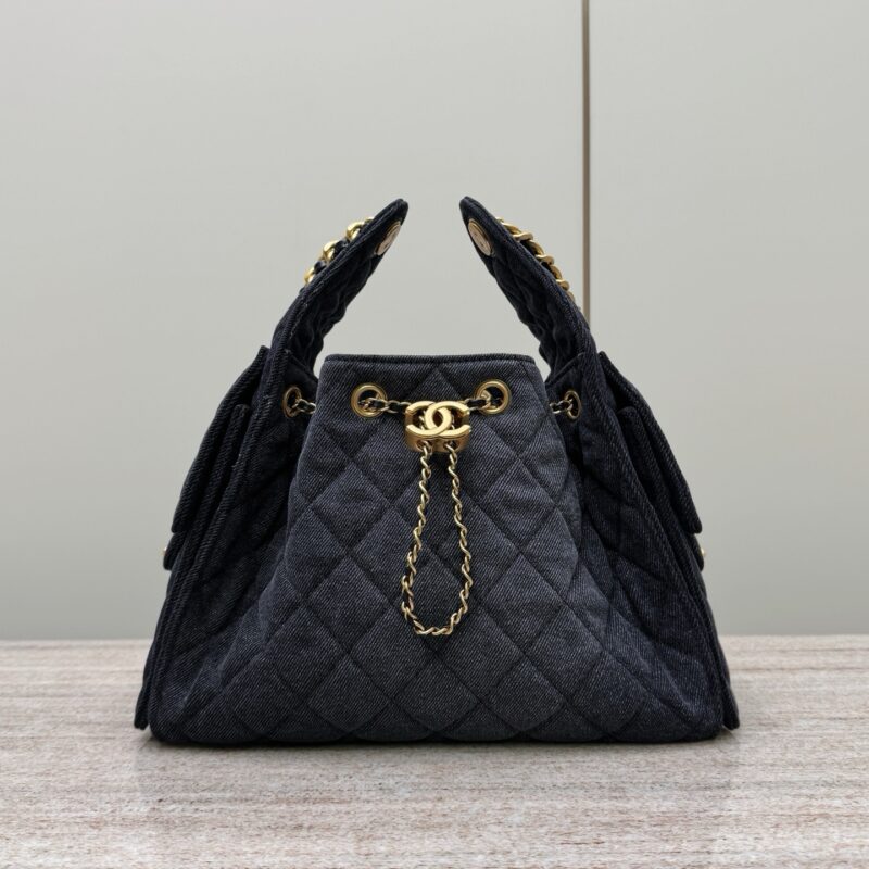 Chanel cc25 denim black small bag authentic quality 2025