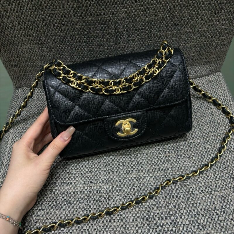 Chanel black bag on chain authentic quality