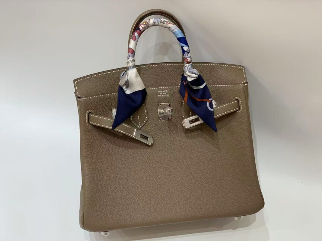 hermes birkin 25 togo leather etoupe color phw authentic grade
