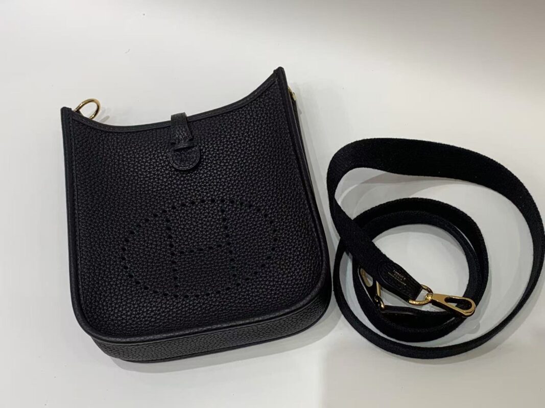 hermes mini evelyne black color 24k gold plated hardware