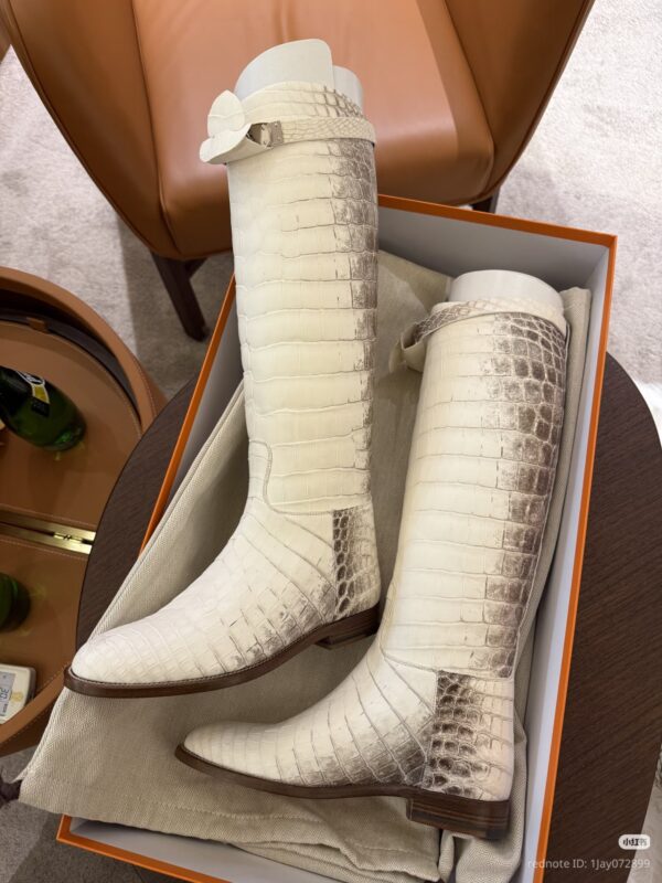 Hermes Blanc Matte Niloticus Crocodile Himalaya Jumping Boots authentic quality