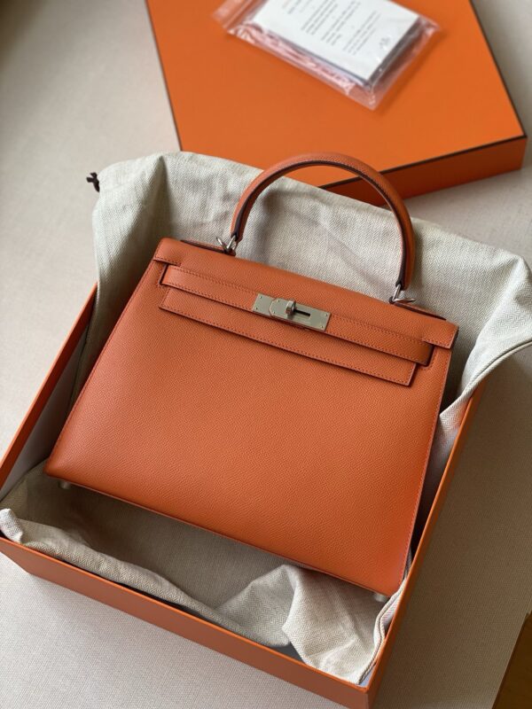 Hermes kelly 28 epsom leather phw orange  bag 2026 authentic quality ( if u don’t like quality can do refund)