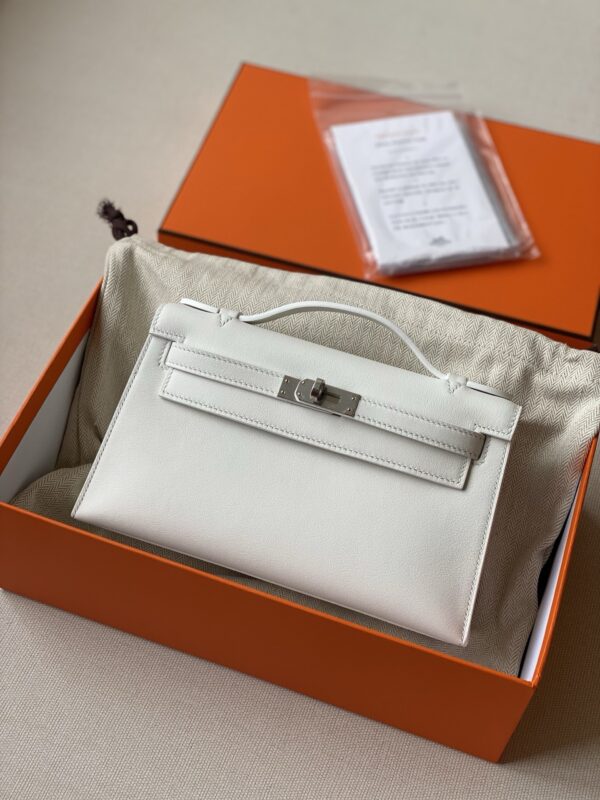 Hermes kelly Pochette swift leather phw bag blanc fully handmade 2026 authentic quality