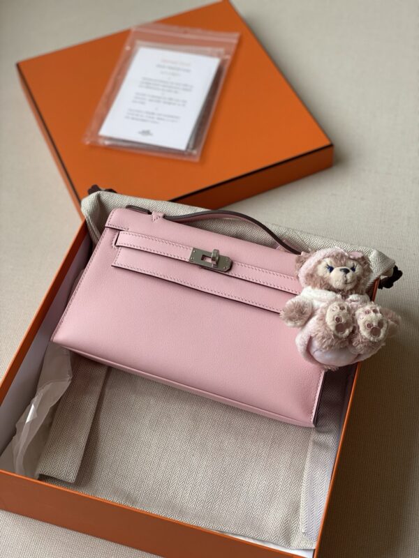 Hermes kelly Pochette swift leather ghw bag rose sakura fully handmade 2026 authentic quality