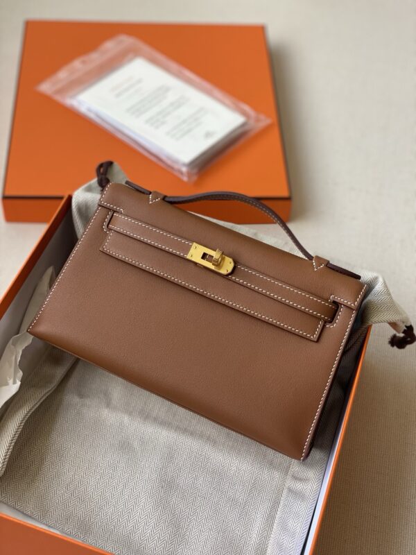 Hermes kelly Pochette swift leather ghw bag golden brown fully handmade 2026 authentic quality