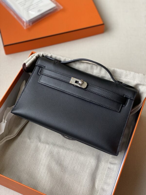 Hermes kelly Pochette swift leather phw bag black fully handmade 2026 authentic quality