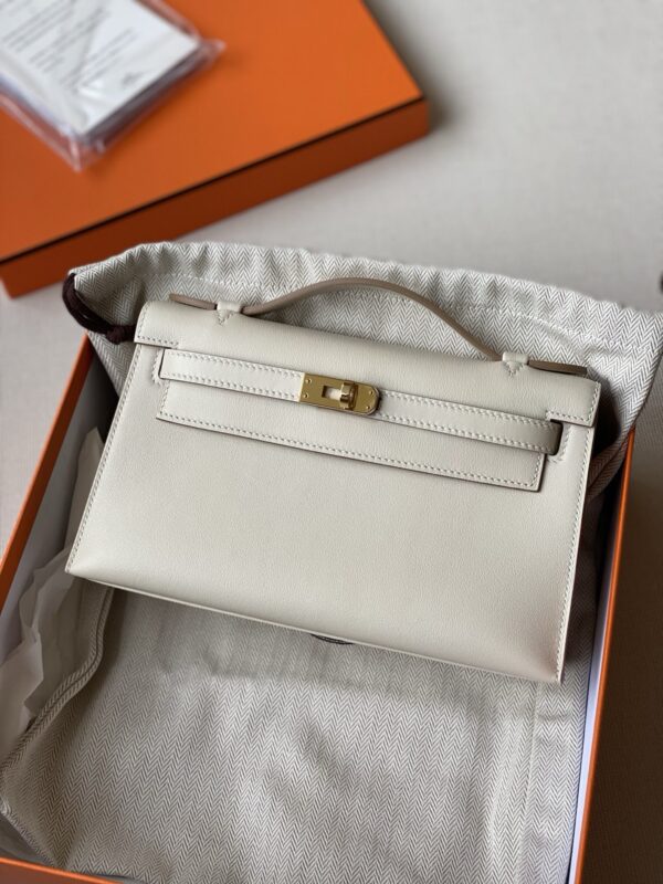 Hermes kelly Pochette swift leather ghw bag craie fully handmade 2026 authentic quality