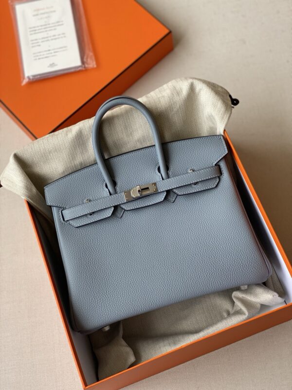Hermes Birkin 25 phw togo leather bag blue 2026 authentic quality ( if dont like we do refund)