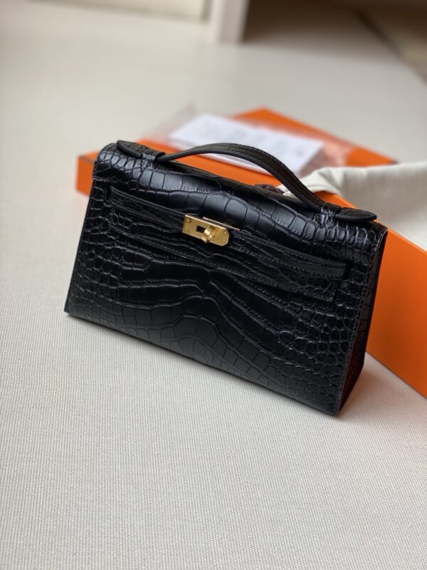 Hermes kelly Pochette alligator leather ghw bag fully handmade 2026 authentic quality