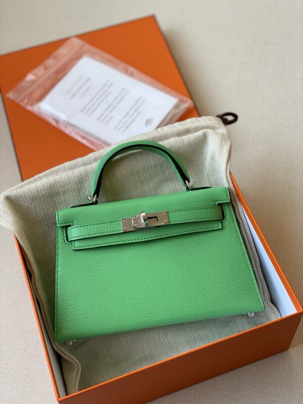 Hermes mini Kelly chevre leather phw green authentic quality 2026