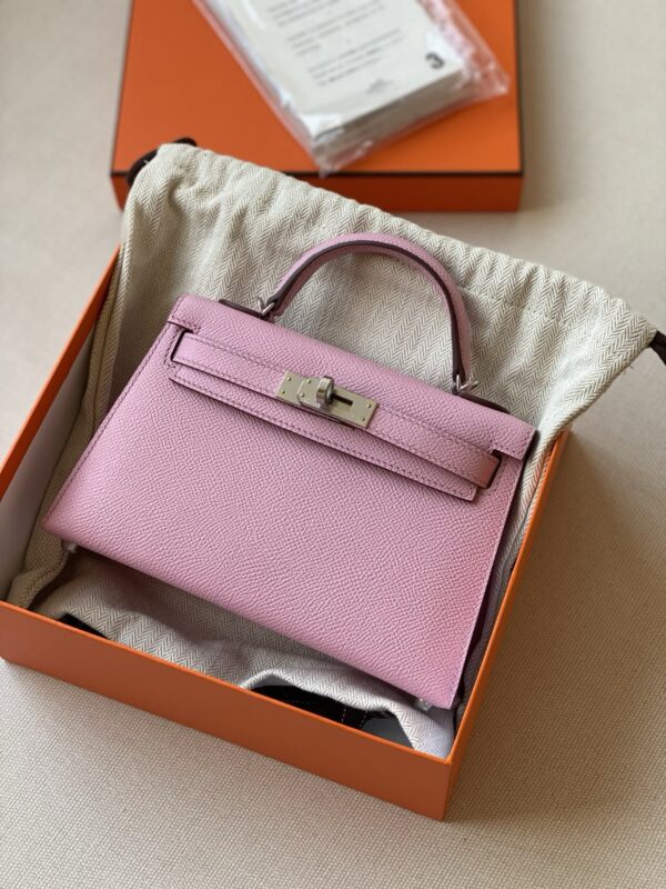 Hermes mini Kelly epsom leather phw mauve sylvestre authentic quality 2026