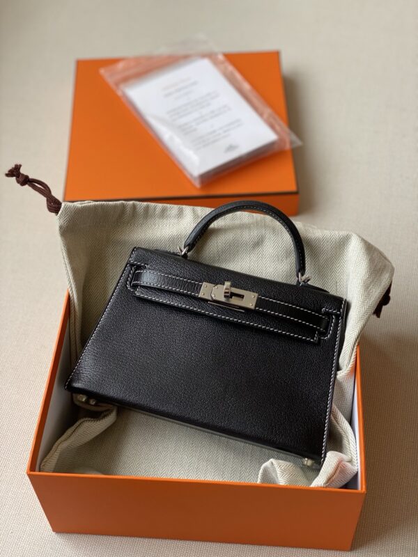 Hermes mini Kelly black color chevre leather special order bag 2026 authentic quality