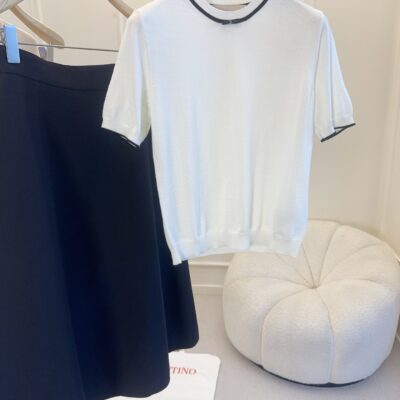 Valentino 2026 New Contrast Trim Knit T Shirt