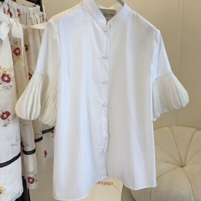 Valentino 2026 New Accordion-Sleeve White Shirt